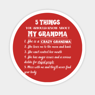 5 Things You Should Known About My Grandma Funny Magnet